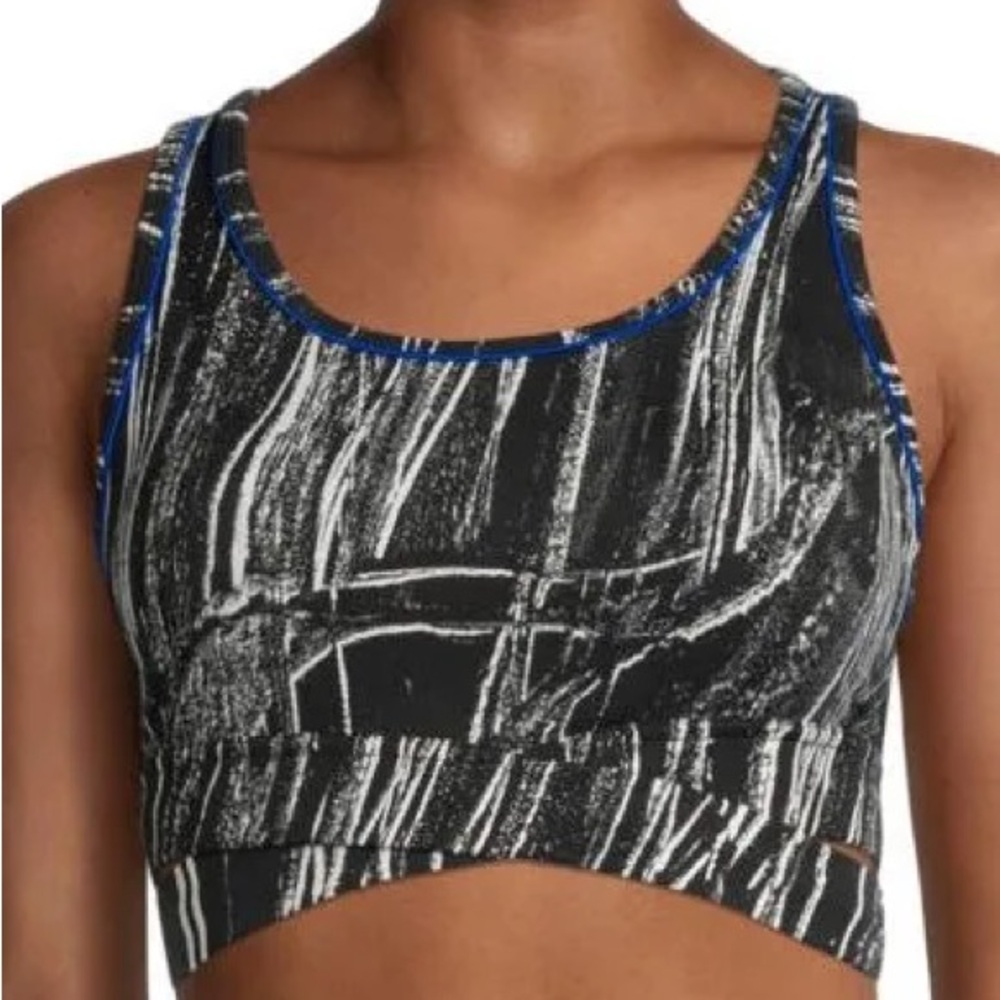 Sports Illustrated Swim Black and Blue Patterned Sports Bra